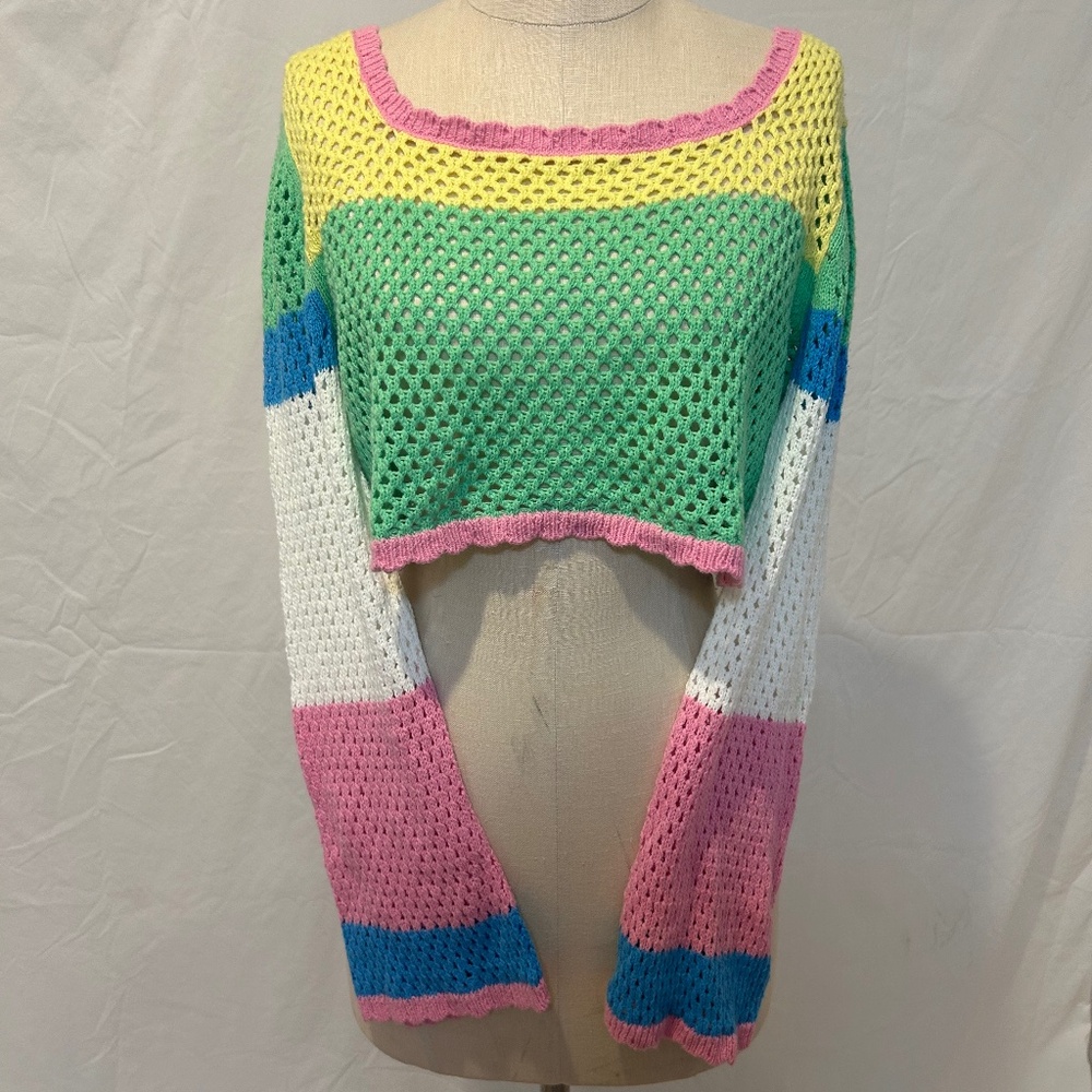 Sincerely Jules rainbow croquet top medium